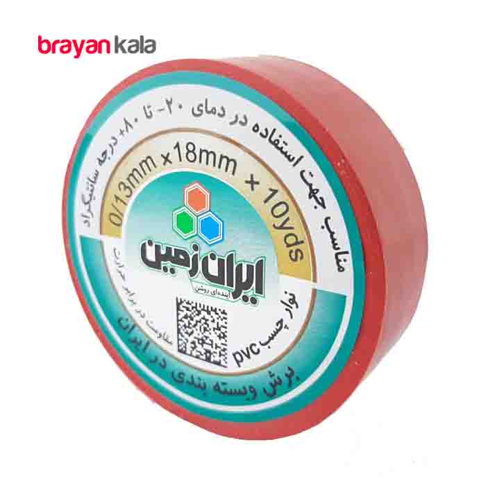 عکس اصلی چسب برق ایران زمین قرمز رنگ مدل 18 میلی متری